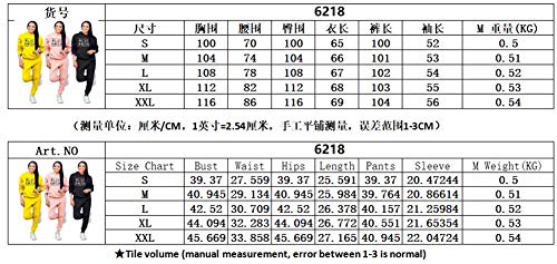 Women Two Piece Sports Outfit Set Hoodie Letter Print Shirt Long Pants Tracksuit Sportswear Set Pink XL