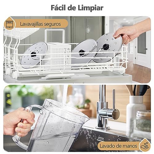 YASHE Multifunctional Food Processor – Mixer, Chopper, Juicer, Kneader, Slicer, Slicer and Grater with 2.5L Bowl and 1.5L Whisk Cup, 3 Speeds with Pulse Function