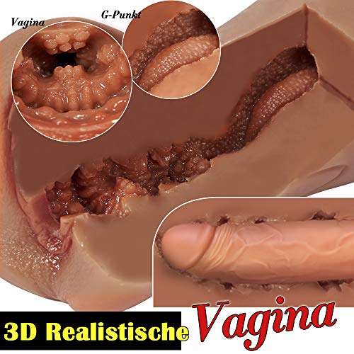 Taschenmuschi für Männer Tragbare Pocket Pussy Realistische Masturbatoren echter Vulva und Klitoris Erotik Sexspielzeug für Männer Bronze Teint