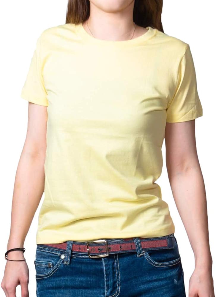 レディース Tシャツ 半袖 無地 クルーネック インナー 綿 オーガニックコットン スリム 白 黒 ネイビー ピンク イエロー