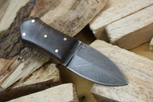 Knife King 6" Handmade Damascus Hunting Knife - Walnut Wood Handle - Fixed Blade Knife with Leather Sheath-Master Quality EDC Survival Knife-Camping Knife Ideal Gift for Men and Women