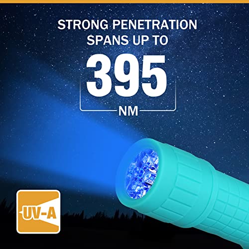 EverBrite Black Light Flashlight, UV Mini Flashlight, 9-Led 395nm Detector for Pet Urine, Stains, Scorpions, 18 AAA Batteries Included, 6-Pack