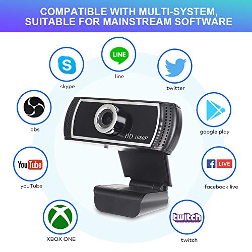 Webcam with Microphone for Desktop, HD Webcam 1080p with Wide Angle for Computer, PC and Laptop, Plug and Play USB Web Camera with Facial-Enhancement for Streaming, Video Conferencing and Recording