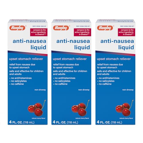 Rugby Anti-Nausea Liquid, Upset Stomach Reliever, 4 Fl Oz (3-Pack) at Amazon