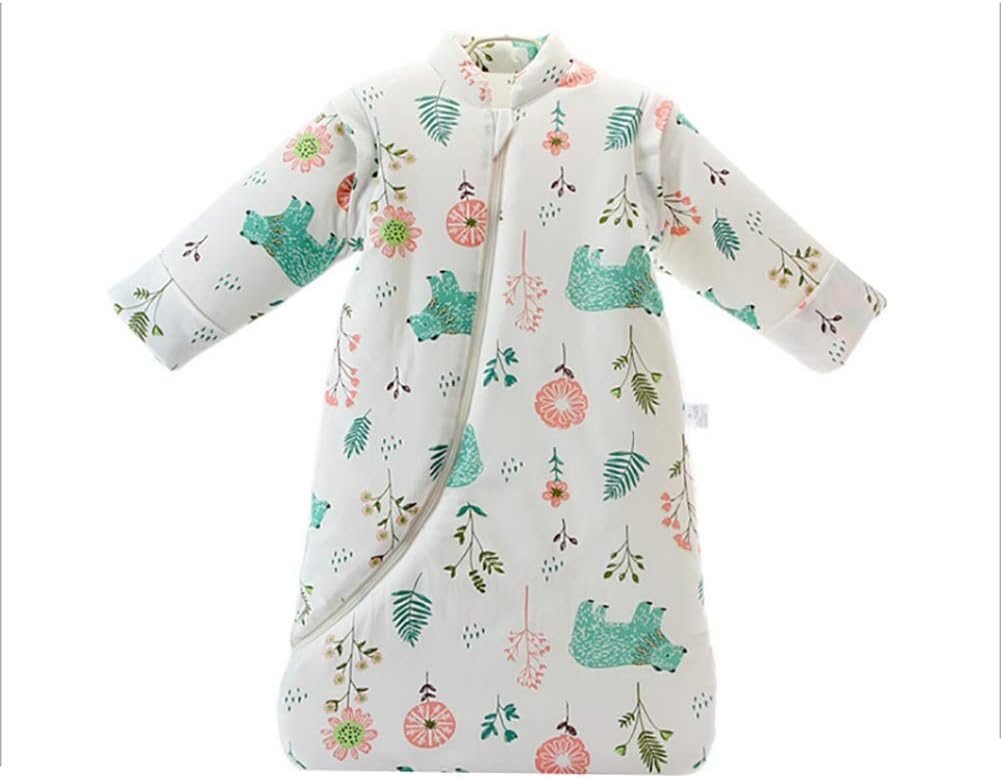 PDXTZ Baby Organic Sleeping Bag Autumn Detachable Sleeve Wearable Blanket, Unisex Baby Sleep Bag, Robot, Rabbit, Bear Pattern Suitable for Infants Aged 0-2