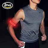 Pack of 2pcs- LED Sports Saftey Flashing Reflective Armband with High Visibility Light up Glow in the Dark Bracelet for Cycling, Jogging, Walking and Running (orange)