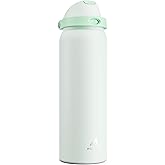 POWCAN 40 oz Metal Water Bottle with Straw for School: One-hand Push Button Lid, Leakproof, Keep Cold 24Hrs, BPA-Free, Insulated Stainless Steel Flask for College, Sports, Gym, Workouts (Mint Green)