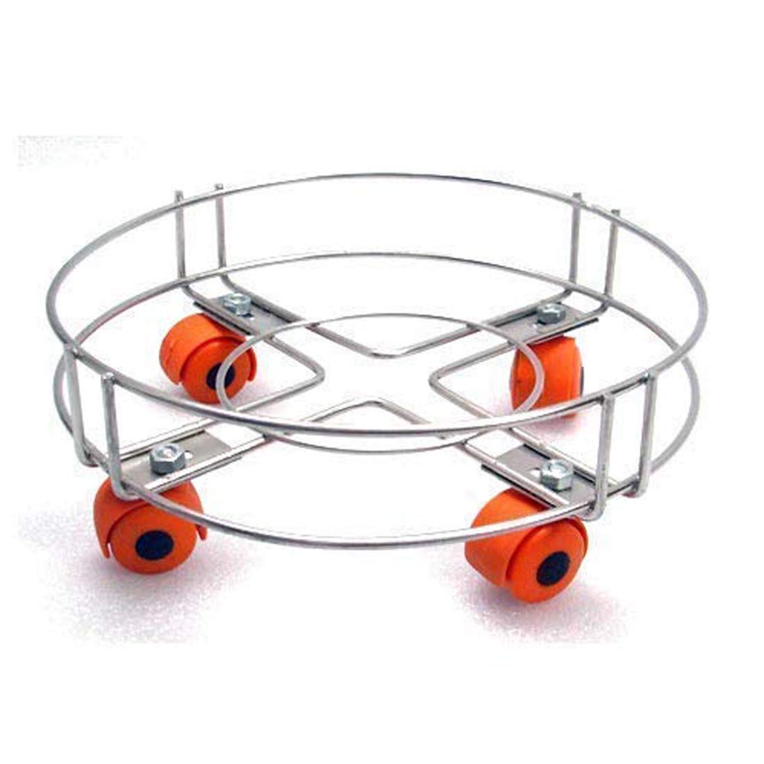 Abasr Stainless Steel LPG Gas Cylinder Stand Trolley with Wheels Silver