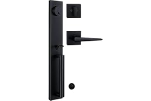 Front Door Keyed Entry Handleset Reversible for Right and Left Handed,with Single Cylinder Deadolt in Matt Black,MDHST2016DB-