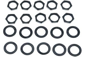 KAISH 10pcs Brass American Thread 3/8" Guitar Pots Nuts Potentiometer Hex Nut Guitar Jack Nut and Washers for CTS Pots & Swit
