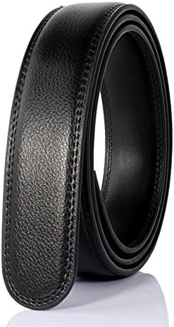 Men’s ratchet leather belt strap,belt without buckle ,black and brown,width 1 1/8" (31mm) (black)