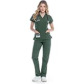 RAYGARD Scrubs Set for Women - V-Neck Top and Cargo Pants Medical Uniform Scrub
