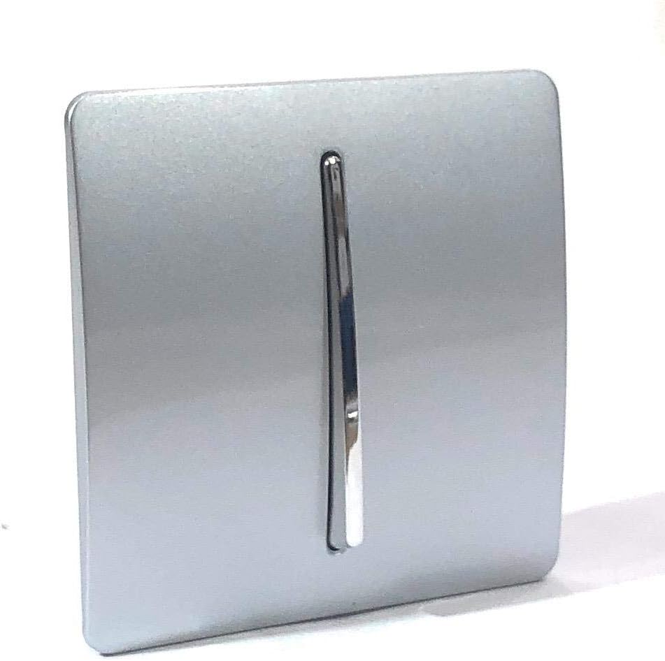 Trendi 1 Gang 2 Way Artistic Modern Glossy 10 Amp Rocker Tactile Light Switch Silver (3 Pack) - Image 3