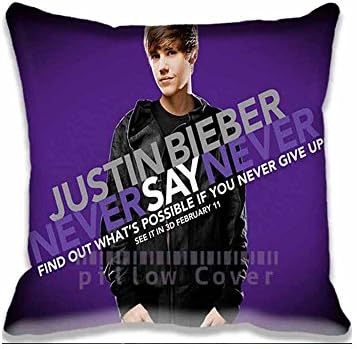Never Say Never Justin Bieber Unique Throw Pillow Covers Print Decorative Pillowcase for Home 18x18 lnch
