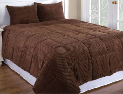 Newpoint Microplush Corduroy King Comforter Mini Set, Chocolate