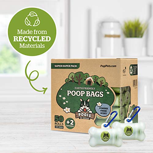 Pogi's Pet Supplies Poop Bags - 50 Rolls (750 Dog Poop Bags) +2 Dispensers - Leak-Proof, Earth-Friendly Poop Bags for Dogs