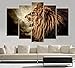 IDECAL 5-Piece Roaring Lion Canvas Print Wall Art Painting Pictures (No Frame), (20 x 40)cm x 2-Piece + (20 x 50)cm x 2-Piece + (20 x 60)cm x 1-Piece