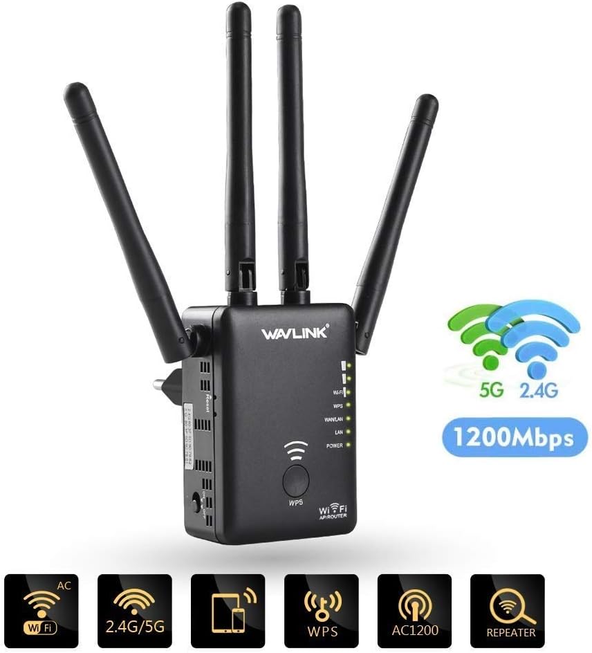 1200Mbps Dual Band WiFi Repeater,WAVLINK Wireless Repeater WiFi Range Extender,Wireless WiFi Signal Booster, Repeater/Router/Wireless Access Point Mode,Compatible with Any Router: Computers & Accessories