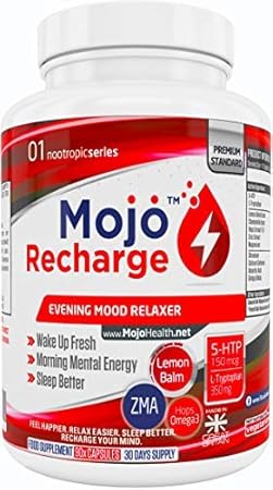MOJO RECHARGE - 5HTP Schlafmittel Nootropic Serotonin Brain Anxiety Mood Supplement Schlaf Schlafstörungen L-Tryptophan ZMA O