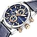 Men Watches Business, MF MINI FOCUS Quartz Wrist Watch (Fashion, Blue, Casual), Design Leather Band Strap Wristwatchs for Men Gift primary