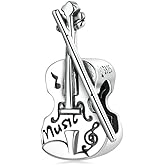 925 Sterling Silver Violin Charm for DIY Bracelet - Music Art Melody Piano