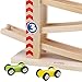 WOOKA Wooden Race Track Car Ramp Racer with 4 Mini Cars First Wood Toy for Toddlers, 1 2 Years Old Boys and Girls