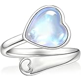 Zikichiky 925 Silver Cute Moonstone Heart Spoon Ring Y2k Unique Adjustable Rings for Women Valentine's Day