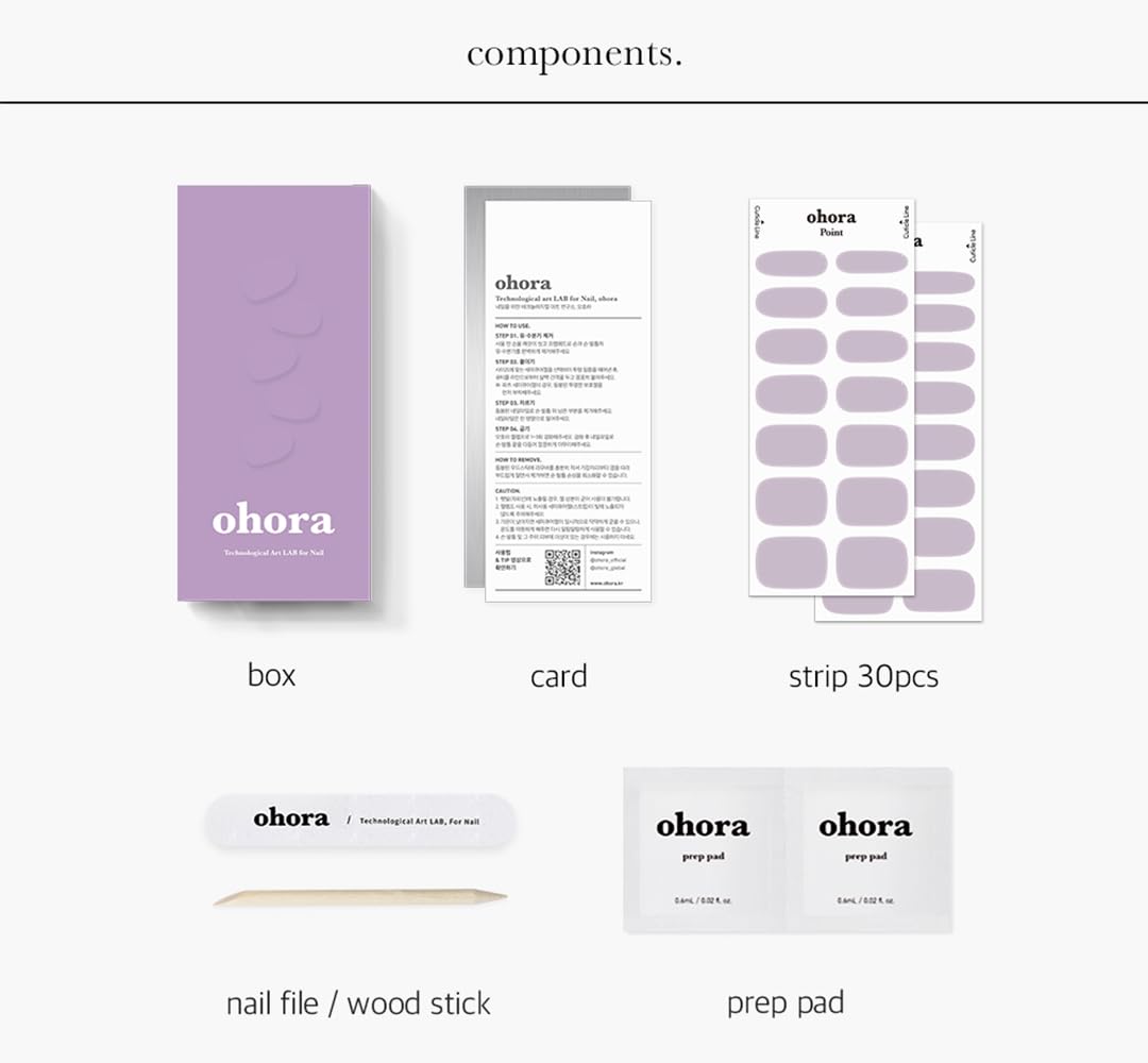 ohora Semi Cured Gel Nail Strips (N Cream Lavender) - Purple, Solid, Works with Any UV/LED Lamps, Salon-Quality, Long Lasting, Easy to Apply & Remove - Includes 2 Prep Pads, Nail File & Wooden Stick - Image 5