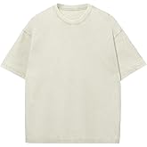 Men's Oversized Cotton T-Shirts Loose Fit Vintage Washed Tee Unisex Short Sleeve Casual Shirts Tops