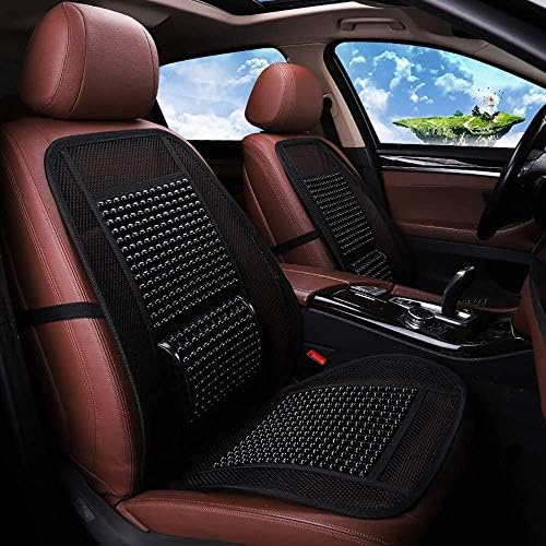 Libina カーシートクッションパッド 通気性メッシュウッドビーズシートカバー 2pcsフロントシートカバー 本物 マッサージ腰椎枕 B