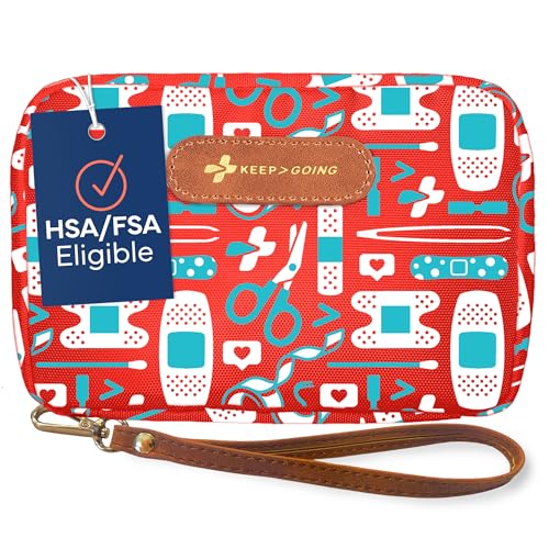 KeepGoing Travel First Aid Kit for Kids – 130 Pc. First Aid Kit for Car, Purse, Diaper Bag, Backpack, & Suitcase, with Latex-Free Bandages – 7 x 5 x 2 in. Trave