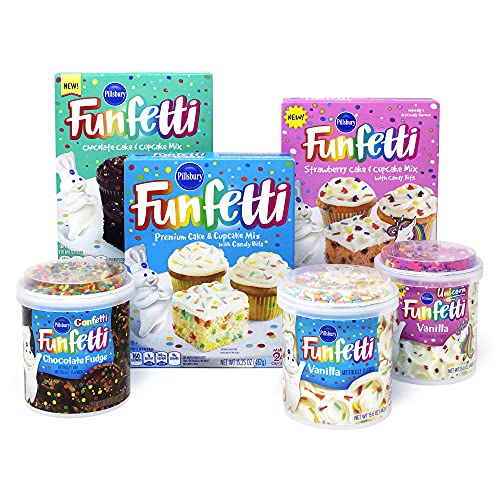 Pillsbury Funfetti Cake Mix and Frosting Variety Pack, Pack of 6