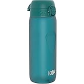 Ion8 Leak-Proof Water Bottle, 750ml/24oz, Aqua Blue - BPA-Free Odor Resistant Recyclon Polymer with One-Touch Flip Lid, Carry Loop, No Straw - Dishwasher Safe, Cupholder/Backpack Friendly
