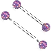 AROWRO Nipple Piercing Jewelry G23 Titanium Nipple Rings Tongue Rings Nipple Bar 14G Internally Threaded Straight Barbells Bridge Piercing Jewelry 12mm-20mm