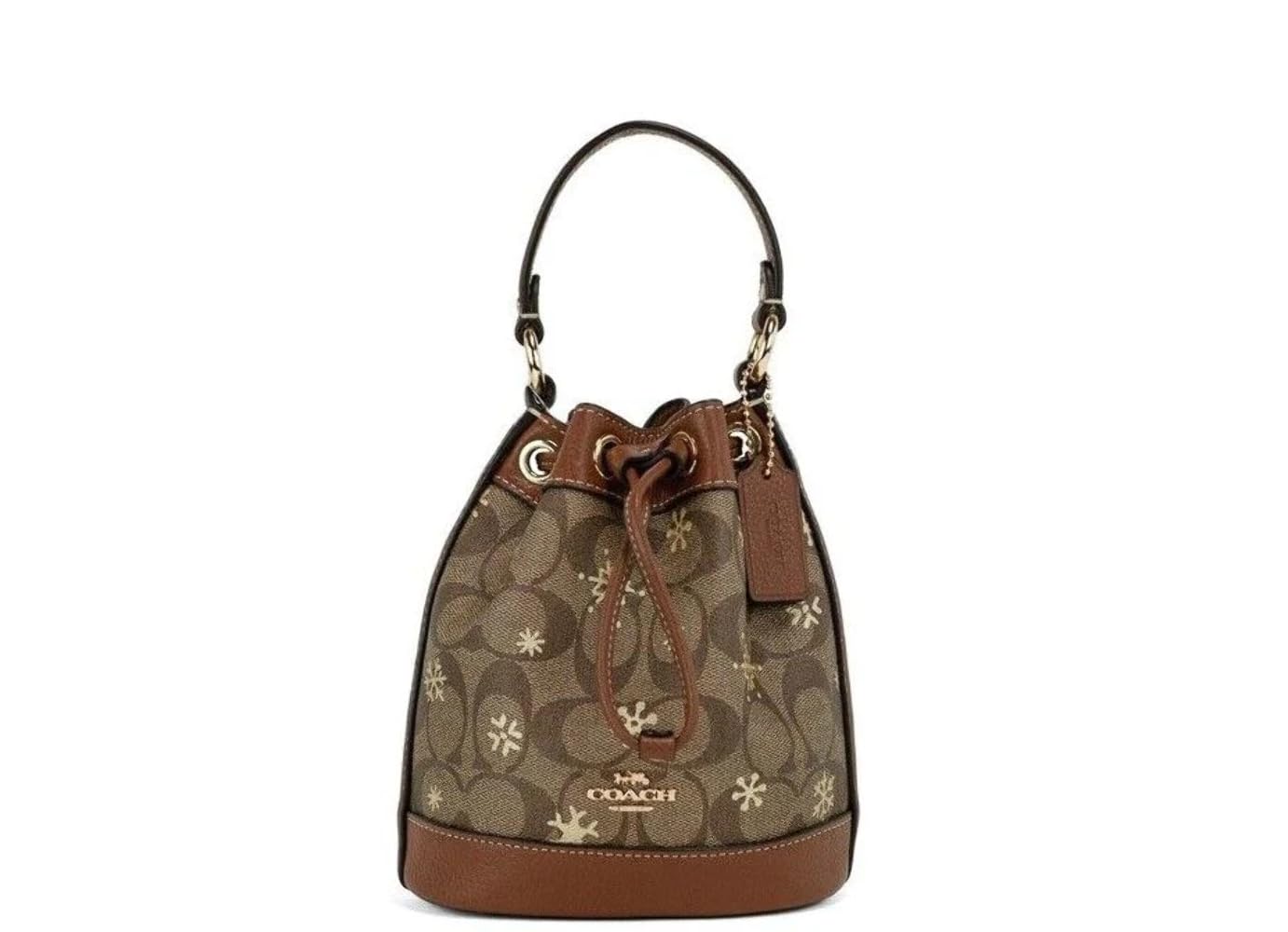 COACH Dempsey Drawstring Bucket Bag 15 IM/Khaki/Gold Multi – No