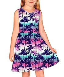 Remimi Girl's Tropical Beach Tank Dress Summer