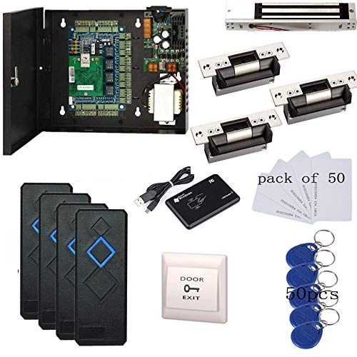 Customized System 4 Door Entry Access Control Panel Kit Electric Strike Fail Secure Magnetic Lock En