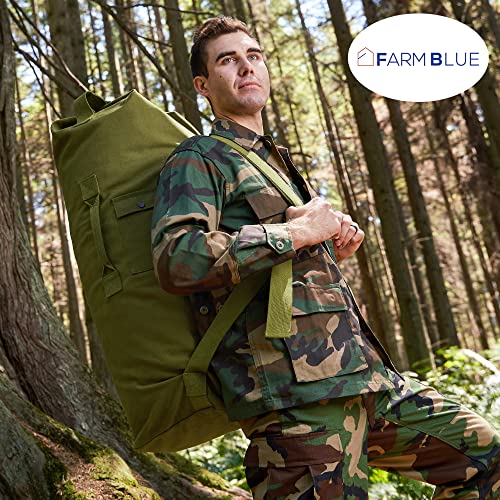 Farm Blue 2 Strap Top Load Duffle Bag XL Military Duffel Heavy Army Cotton Canvas Travel Sea