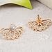 Lotus Studs Ear Crawler Earrings Cuff Climber Ear Wrap Pin Vine Pierced Charms Rhinestone Clip On Jewelry Golden Plated