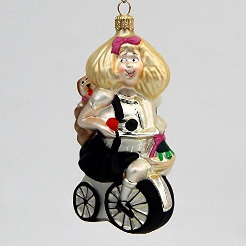 Jennifer Ellsworth Landmarks Eloise Riding a Bike - Polish Blown Glass Ornament