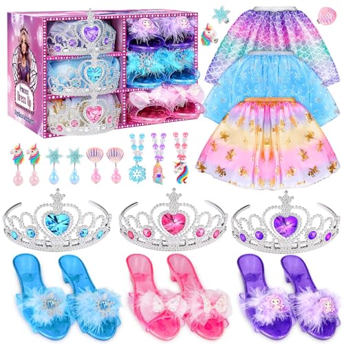Dreamon Princess Shoes Girls High Heels Children Princess Shoes Costume Kids Fancy Dress Costumes Play Accessories Christmas Gift for 3 4 5 6 Years