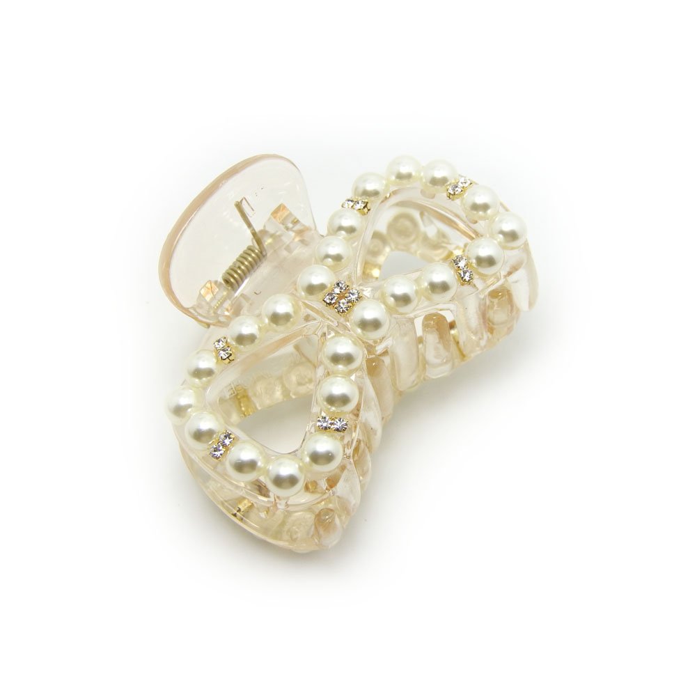Meilliwish Gem Crystal Hair Claw Clip for Women Girls 1 PCS(D53)(White)