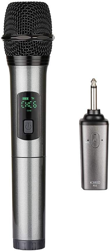 ARCHEER Bluetooth Wireless Microphone, UHF Handheld Dynamic Microphone and Bluetooth Receiver with 1/4" (6.35mm) Output, Selectable UHF Channels Karaoke Microphone for Singing and Other Purpose.