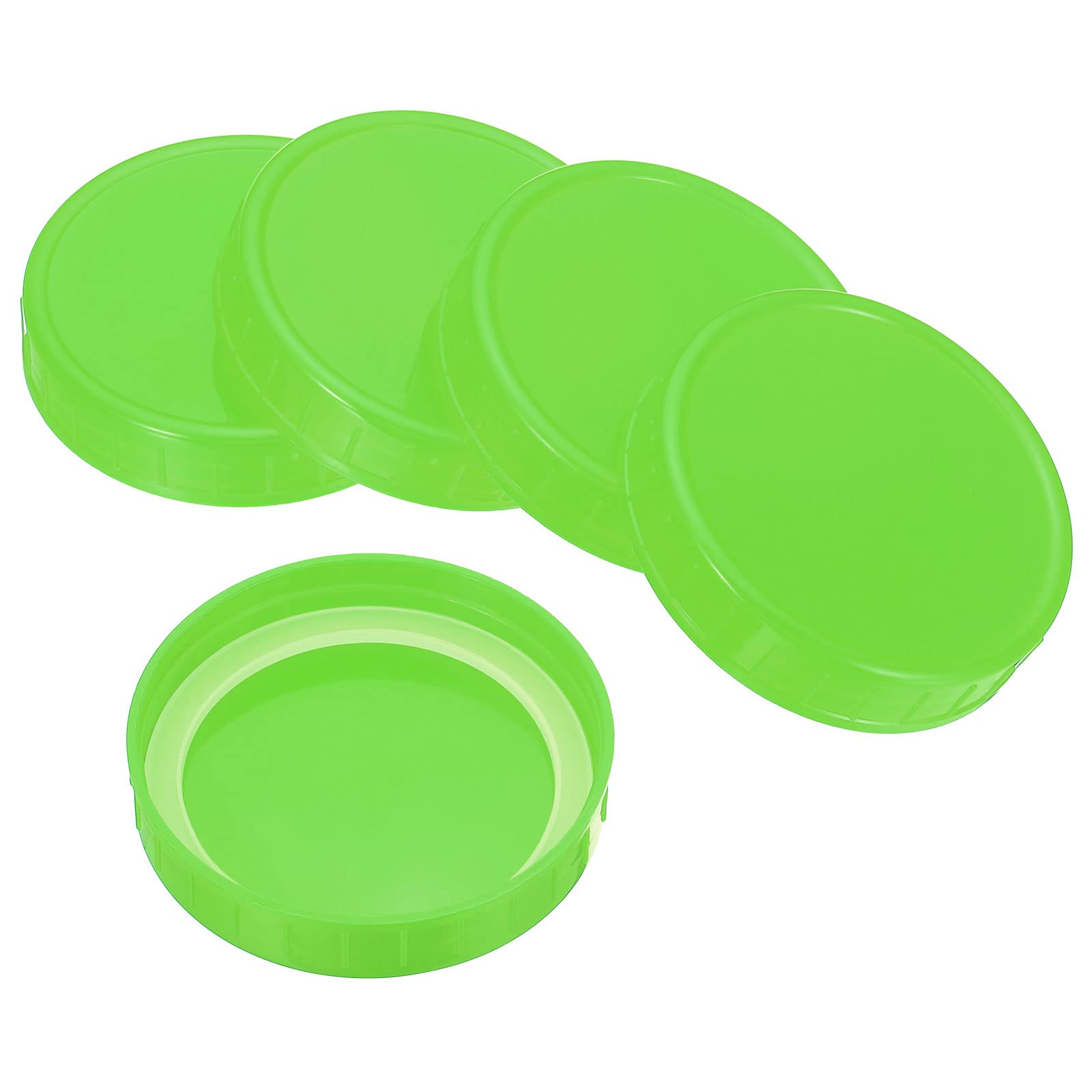PATIKIL 86mm Wide Mouth Plastic Mason Jar Lids, 1Set/6 Pack Canning Jars Caps with Silicone Sealing Ring for Kitchen Storage, Green