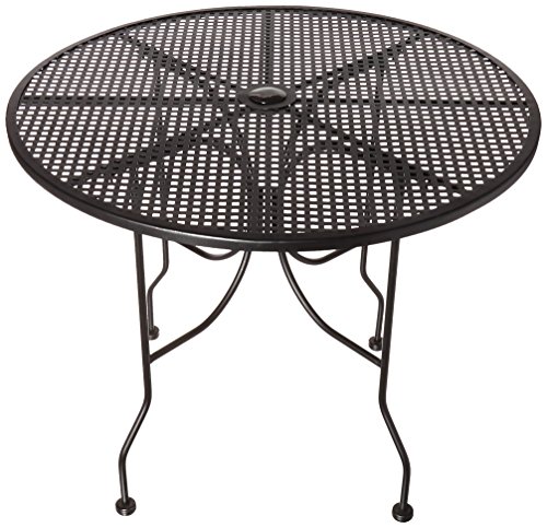 Oak Street Manufacturing OD36R Round Black Mesh Top Outdoor Table, 36" Diameter