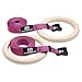 Garage Fit Wood Gymnastic Rings, Gymnastics Rings, Fitness Rings, Exercise Rings, Wooden Gym Ring (1.1 inch Purple Straps)