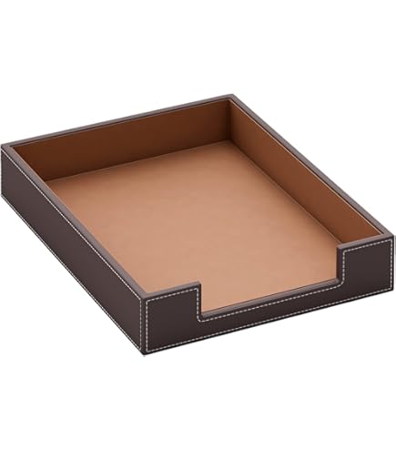 GORESE Pu Leather Letter Tray Desk Organizer Document Holder Fits A4