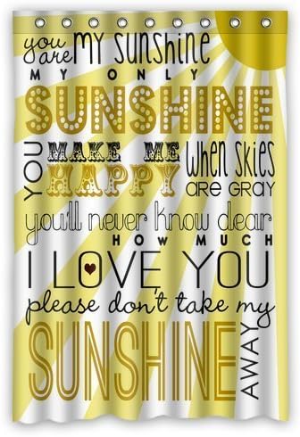Custom You Are My Sunshine Waterproof Fabric Bathroom Shower Curtain 48"(w) x 72"(h)