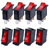 TWTADE / 8Pcs Red Light Illuminated On/Off SPST 3