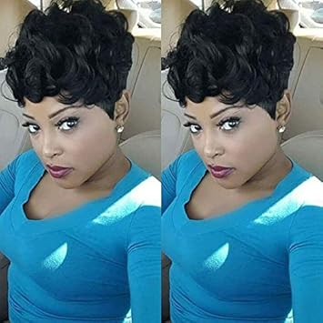 Amazon Com Evasens Short Human Hair Wigs Short Wigs Pixie Wavy